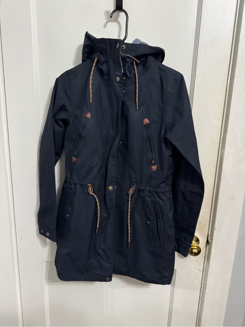 Fat Face Women's Navy Waterproof Hooded Parka Jacket Size 2